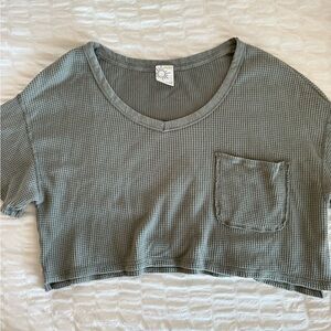 Aerie Offline - green oversized cropped shirt